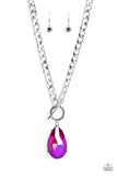 Paparazzi Necklace - Edgy Exaggeration - Pink Gem