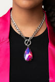 Paparazzi Necklace - Edgy Exaggeration - Pink Gem