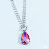 Paparazzi Necklace - Edgy Exaggeration - Pink Gem