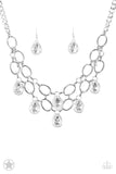 Paparazzi Necklace - Show Stopping Shimmer - White Rhinestone & Silver Chain