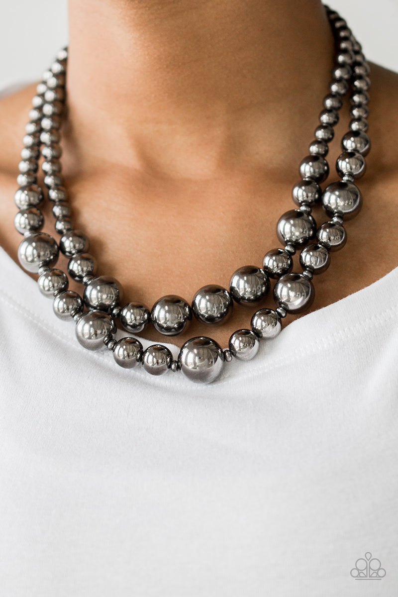 ネックレス・ペンダント ROMANTINUER SN146 DOUBLE LAYER BLACK STONE NECKLACE Titanium Gold Rectangle Double-side Black Onyx Pendant Chain