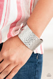Paparazzi Bracelet - Simmering Shimmer - Silver Hammered Thick Cuff