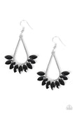 Be On Guard Black Rhinestone Fringe Earrings