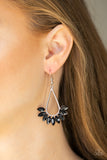 Be On Guard Black Rhinestone Fringe Earrings