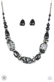 In Good Glazes Black Bead Necklace with Earrings Set