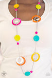 Kaleidoscopically Captivating Colorful Acrylic Silver Chain Necklace