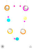 Kaleidoscopically Captivating Colorful Acrylic Silver Chain Necklace