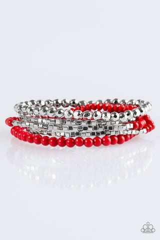 Paparazzi Bracelet - Colorfully Chromatic - Red Bead