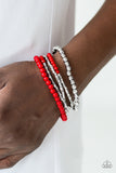 Paparazzi Bracelet - Colorfully Chromatic - Red Bead