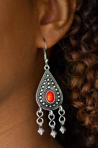Paparazzi Earrings - Sahara Song - Red Bead