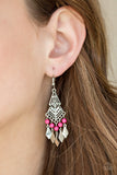Paparazzi Earrings - Island Import - Pink Bead