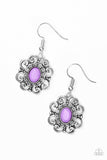 Purple Bead Flower Earrings