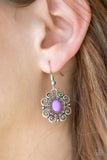 Purple Bead Flower Earrings