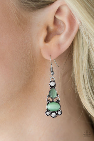 Push Your LUXE Green Moonstone Ornate Silver Earrings
