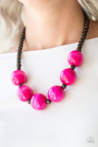 Paparazzi Necklace - Oh My Miami - Pink Wood Bead
