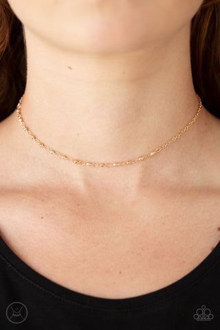 Take A Risk Gold Choker Necklace/Earring Set