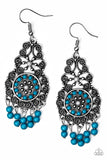 Courageously Congo Blue Bead Silver Filigree Earrings