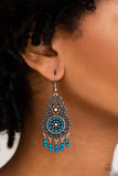 Courageously Congo Blue Bead Silver Filigree Earrings