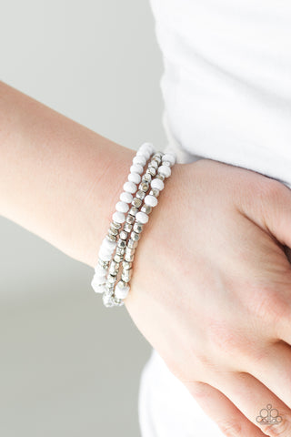Paparazzi Bracelet - Very Vivacious - White Bead