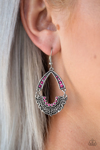 Royal Engagement Pink Rhinestone Earrings