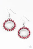 Paparazzi Earrings - Wreathed in Radiance - Red Pearl Bead