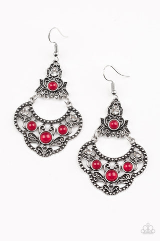 Paparazzi Earrings - Garden State Glow - Red Bead