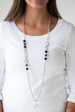Paparazzi Necklace - CACHE Me Out - Black Bead Lanyard