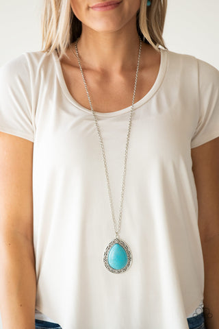 Paparazzi Necklace - Full Frontier - Blue Turquoise Stone