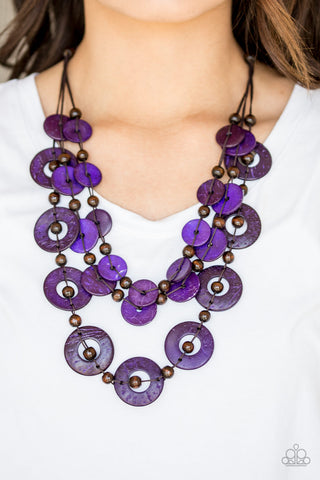 Paparazzi Necklace - Catalina Coastin - Purple Wood Bead