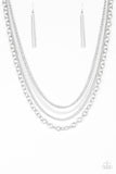 Intensely Industrial White Silver Chain Layered Necklace