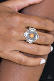 Four Corners Fashion Orange Bead Ring