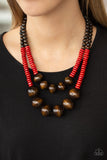 Cancun Cast Away Red Wooden Bead Necklace