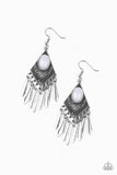 Mostly Monte-ZUMBA Gray Bead Silver Fringe Earrings