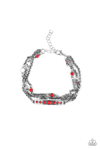 Paparazzi Bracelet - No Means NOMAD - Red Stone & Silver Chain