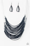 Catwalk Queen Metallic Blue Seed Layered Necklace