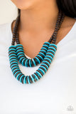 Dominican Disco Blue Wooden Bead Necklace