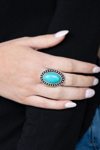 Desert Heat Turquoise Stone Silver Studded Statement Ring