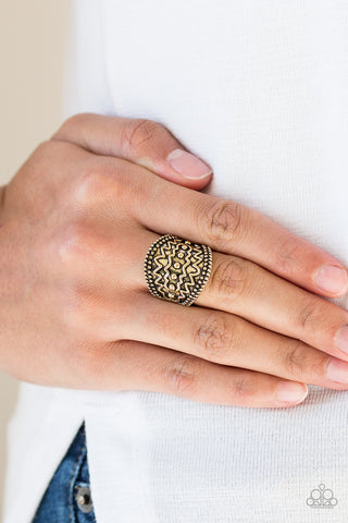 Island Rover Tribal Textured Brass Ring