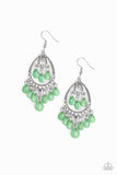 Gorgeously Genie Green Teardrop Fringe Earrings