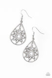 Silver teardrop floral filigree bead earrings