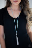 Tassel Takeover Blue Bead Long Necklace