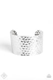 Silver Hammered Thick Cuff Bracelet