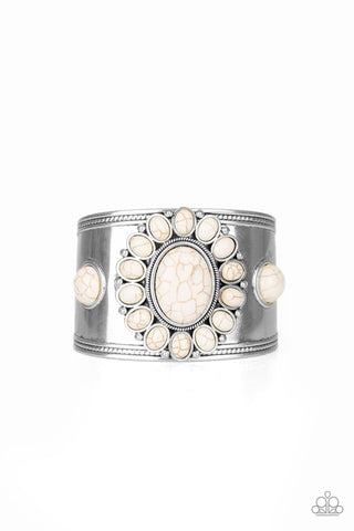 Paparazzi Bracelet - Room To Roam - White Stone Silver Cuff