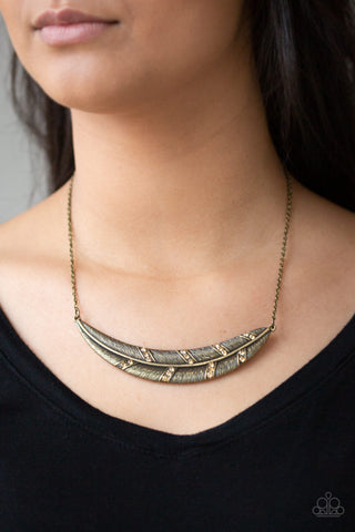 Say You QUILL Brass Feather Pendant Necklace