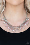 Party Time Pink Bead Silver Hoop Fringe Necklace