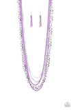 Industrial Vibrance Purple Silver Chain Necklace