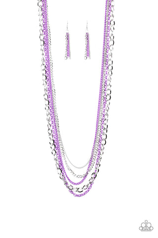 Paparazzi Necklace - Industrial Vibrance - Purple & Silver Chain
