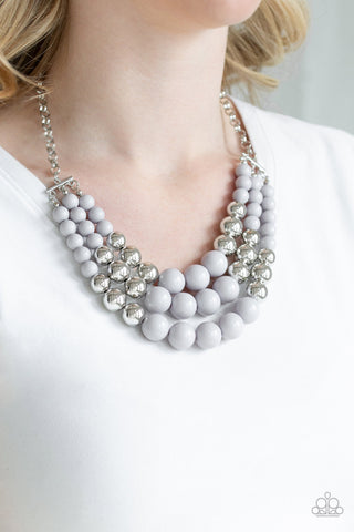 silver and gray bead layered necklace