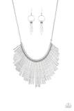 Paparazzi Accessories Metallic Mane Silver Necklace with Earrings