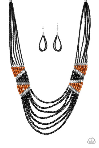 Paparazzi Necklace - Kickin It Outback - Black Seed Bead